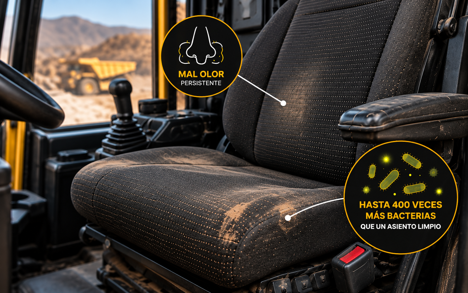 Asiento industrial deteriorado: mal olor persistente y hasta 400 veces más bacterias que un asiento limpio