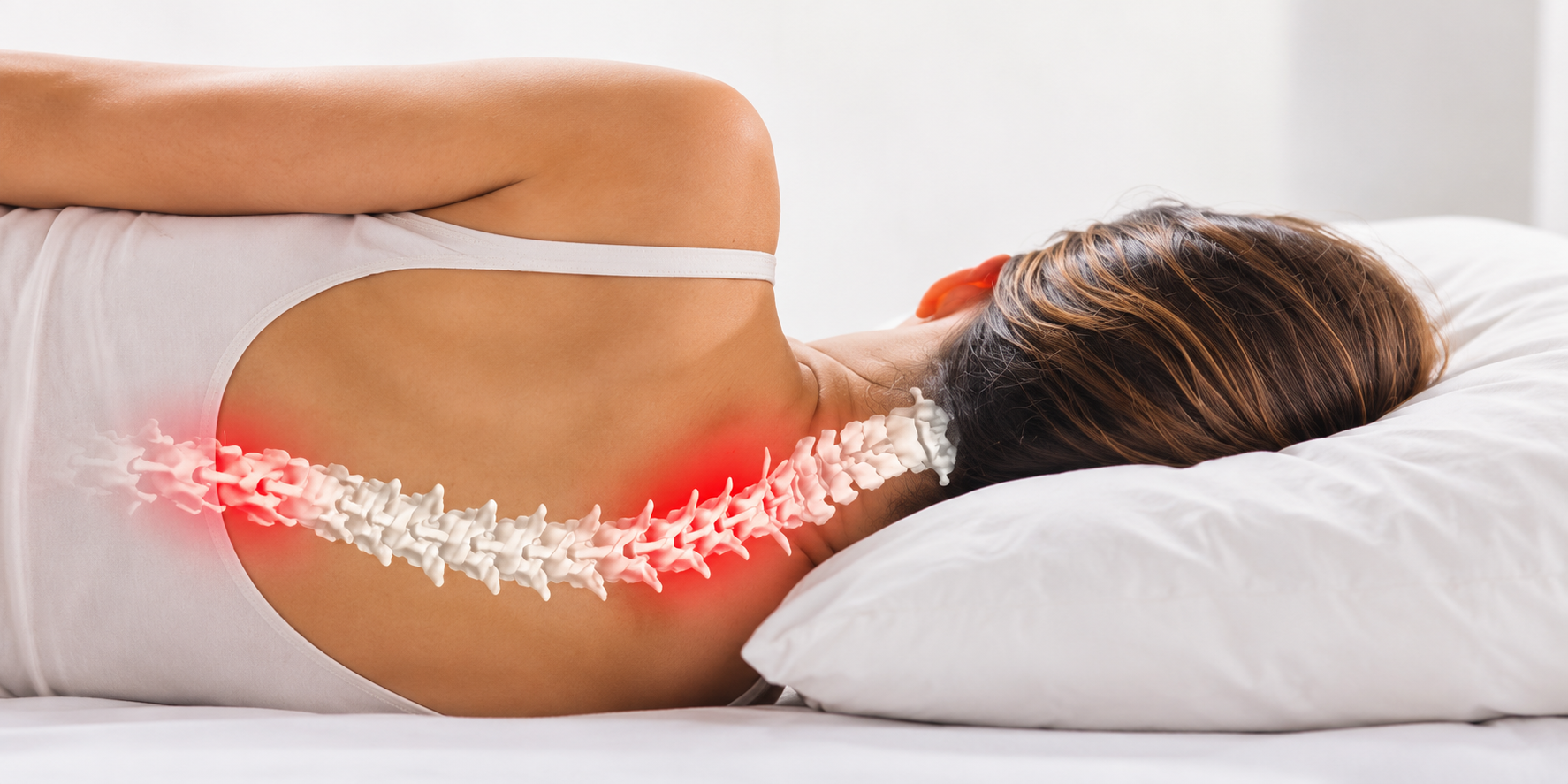 Antes: mala alineación de la columna y tensión cervical al dormir