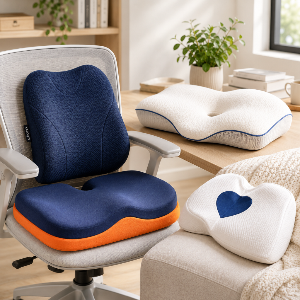 Cojines ergonómicos lumbar, de asiento y cervicales