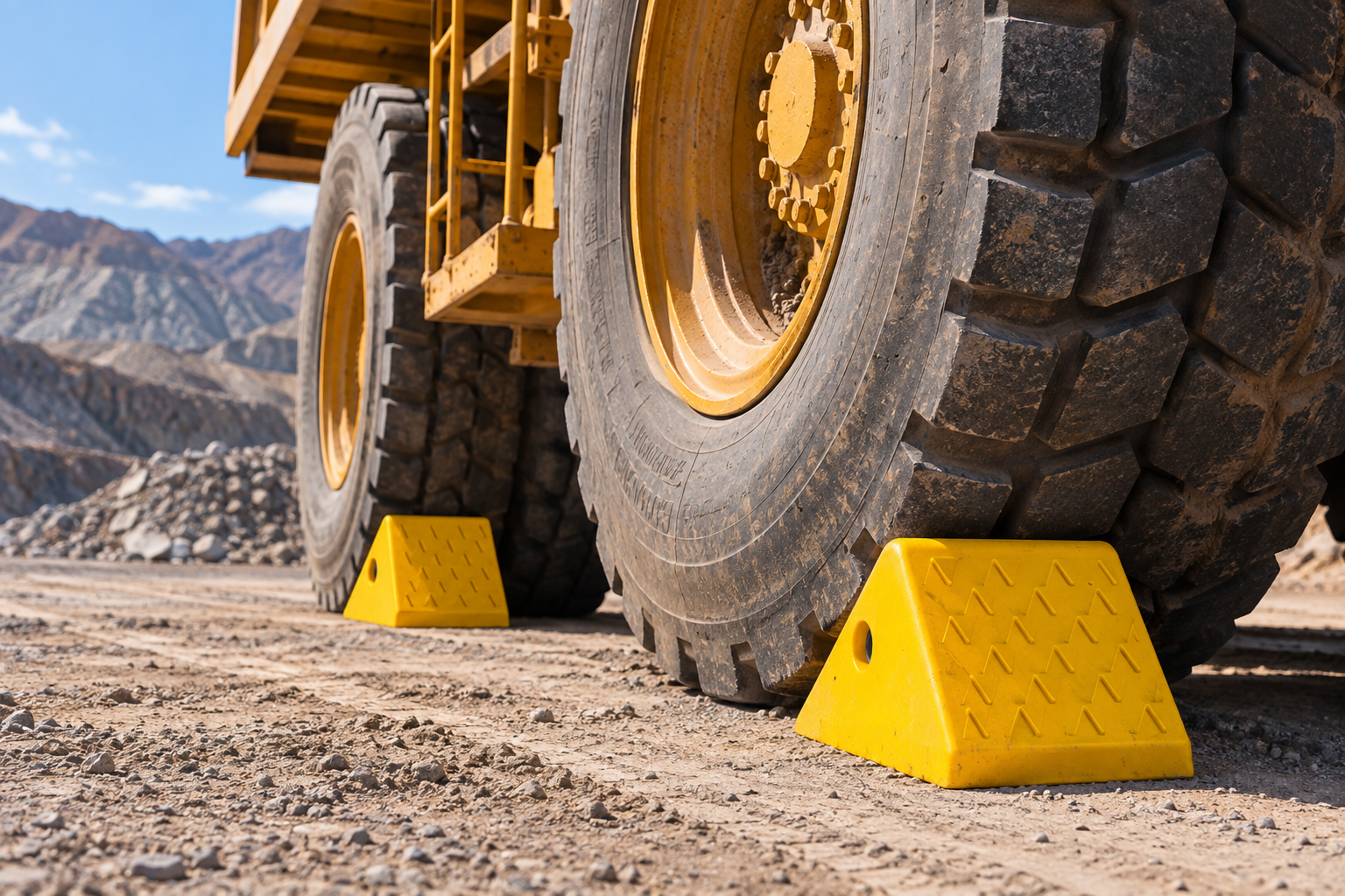 Cuñas Oz Chok para ruedas de equipos mineros